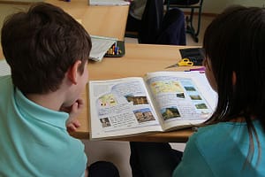 the boy and the girl are reading